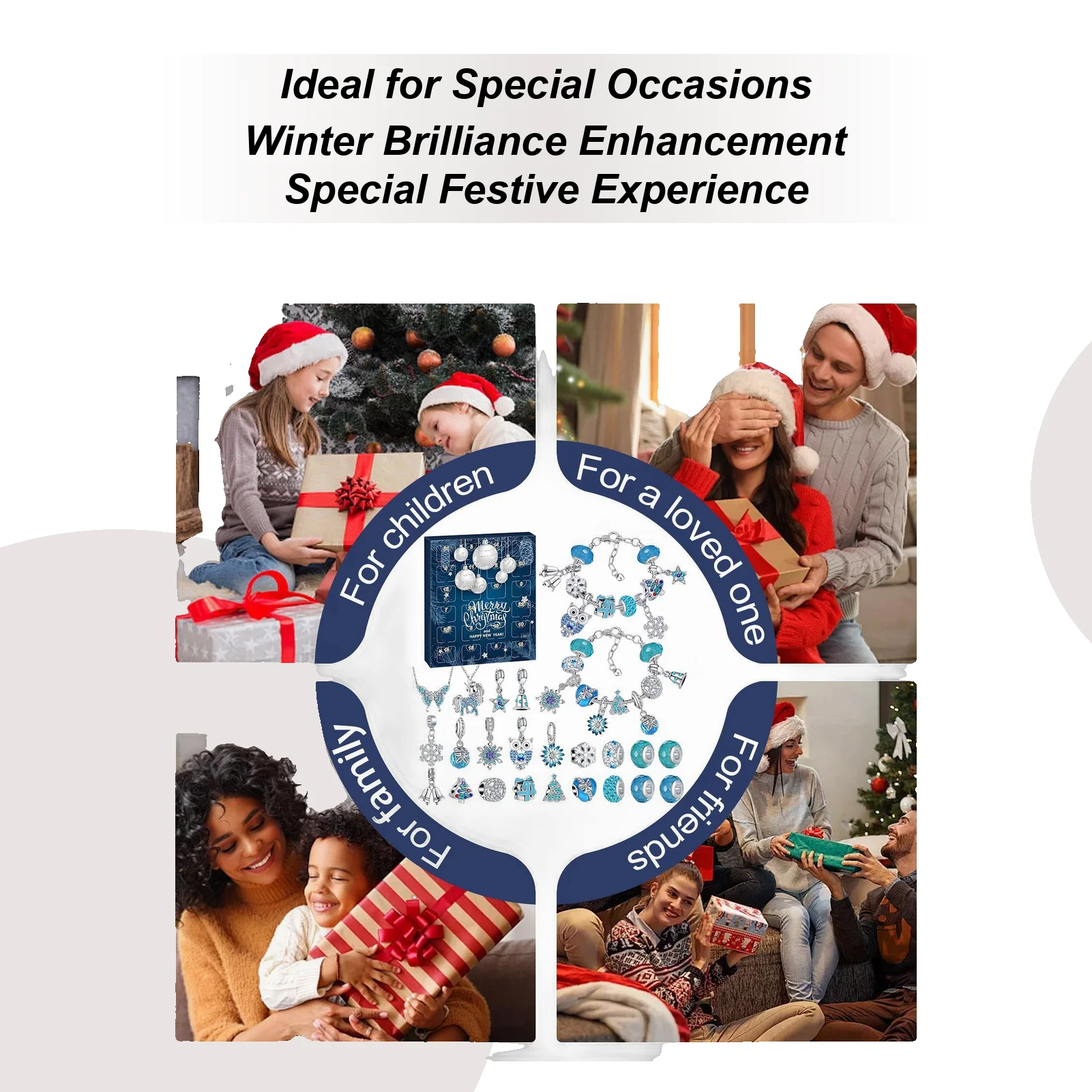 

Набор для изготовления рождественских хрустальных браслетов включает серьги, браслеты, ожерелье, 24-дневный рождественский календарь обратного отсчета, подарочная коробка