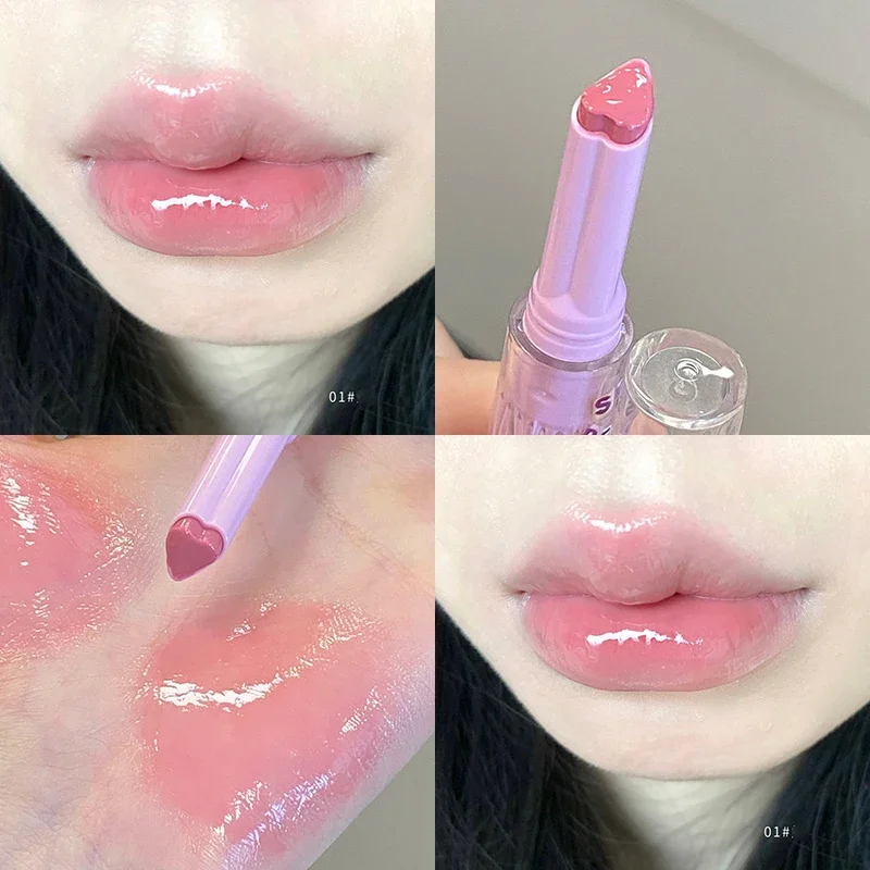 CAPPUVNI Water Light Lip Glaze Tint Clear Mirror Lipstick Waterproof Moisturizing Lipstick Shine Glitter Lip Gloss Women Makeup