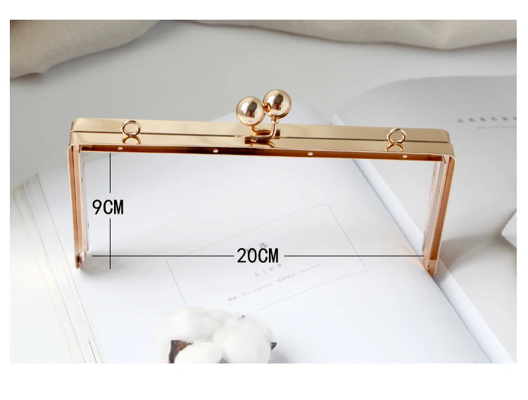 Spheric Bead Buckle 20CM Square Nonporous Screw design Kiss Lock bag DIY Coin Purse Bag accessories Metal frame frame purse