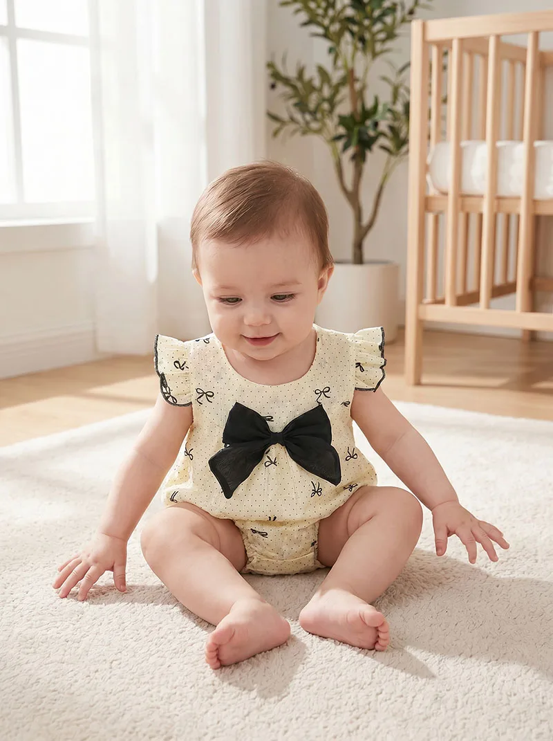 MILANCEL Summer Baby Bodysuit 0-24M Sweet Bow Toddler Jumpsuit Thin Breathable Girls Clothes Infant One Piece