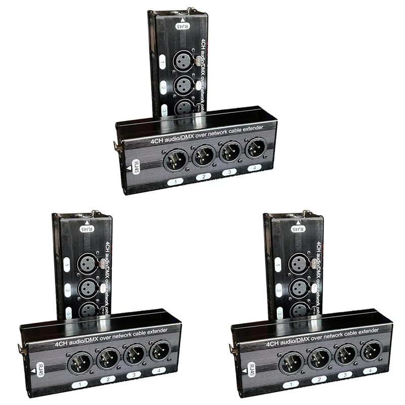 

A68Z 3Pair 4-Channel 3Pin XLR Audio RJ45 Ethernet Extender Network Cable Extender DMX512 Network Signal Extender Male+Female