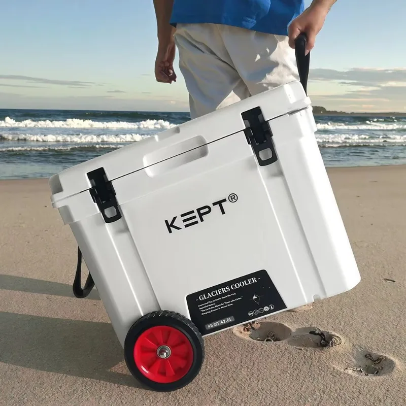 55QT Commercial Grade Rotomolded Hard Cooler Box with Wheel Option LLDPE Freezer for Outdoor Adventure Camping Beach