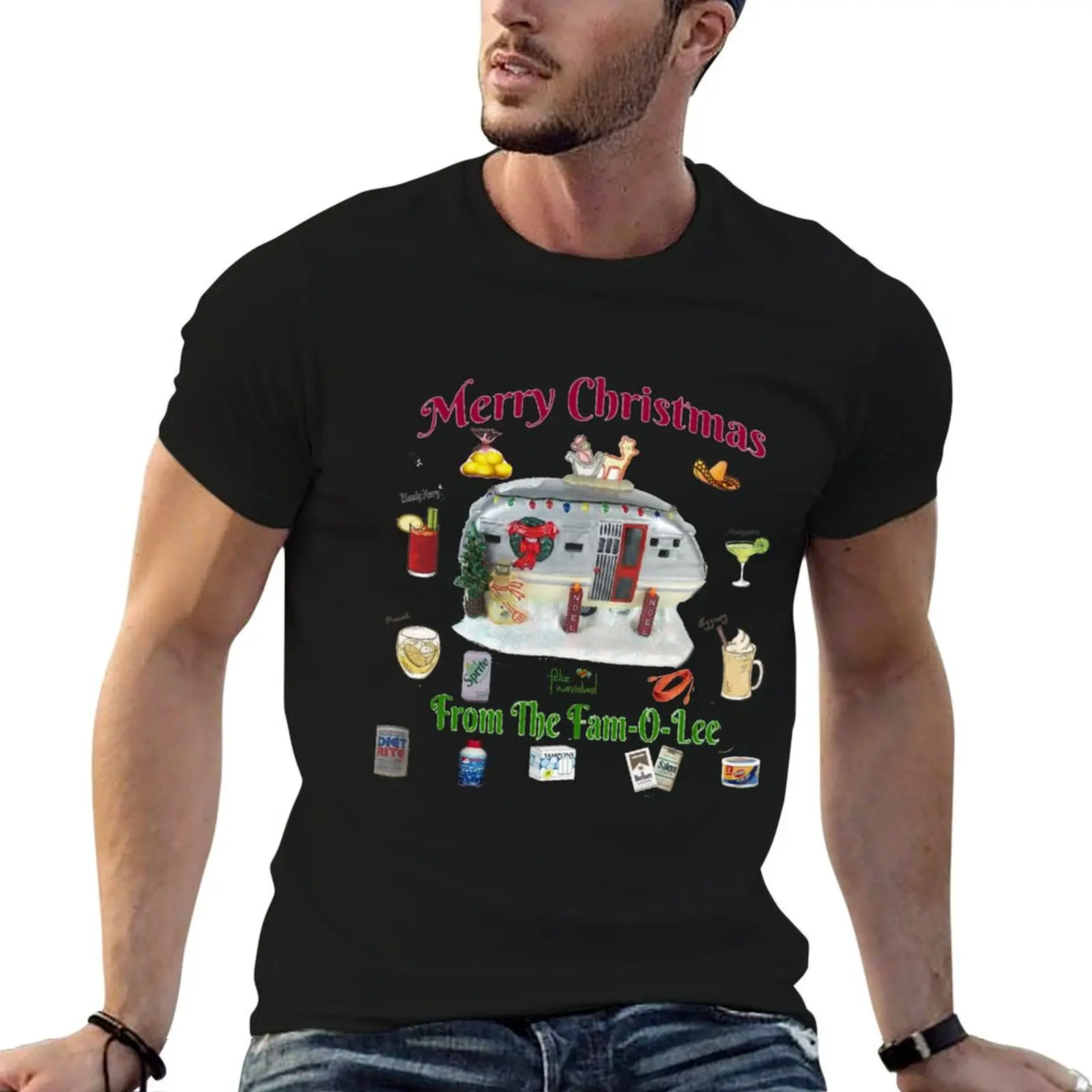 Camiseta Merry Christmas From The Fam-O-Lee, camiseta para hombre, camisetas estampadas de diseñador para hombre
