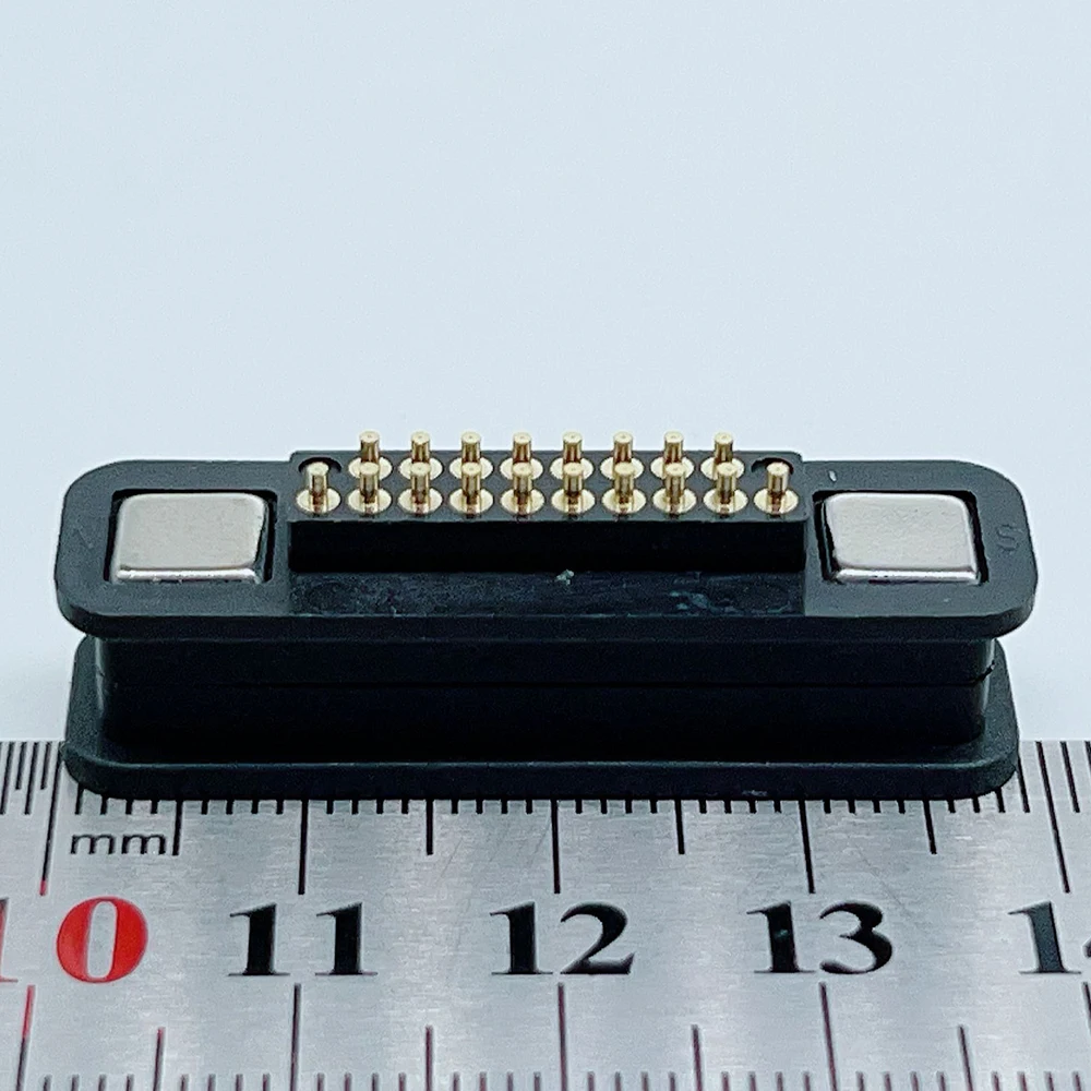 1 Paar 6P 7P 8P 9P 10P 11P 12P 13P 14P 16P 20P Magnetischer Pogo-Pin-Steckverbinder, versenkter, quadratischer, federbelasteter Stromkontakt, Sockel – Detail 16
