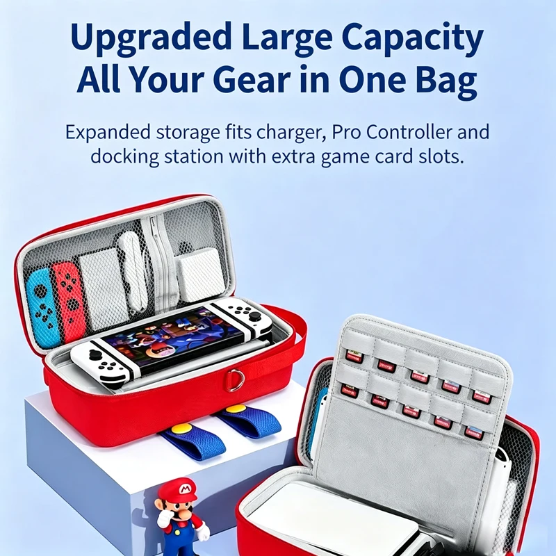 Hard Shell Carrying Case For Switch 2 Portable Shockproof Travel Storage Bag With Game Card Slots Protective Cover