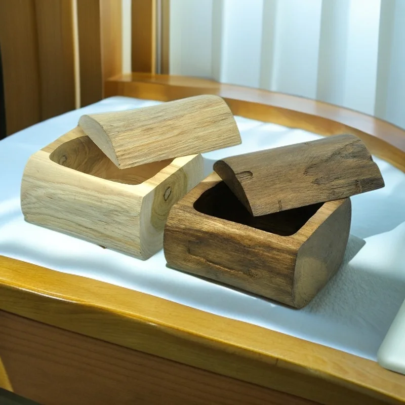 Retro Style Solid Wood Storage Box Vintage Jewelry Box Durable Material with Rotating Lid dust Prevention Storage for Home Decor