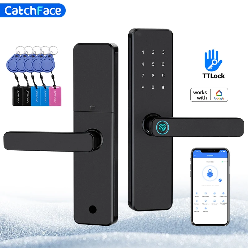 

Bluetooth TTLock App Fingerprint Door Lock Code Card Key Touch Screen Smart Door Lock Security Digital Electronic Lock For Home