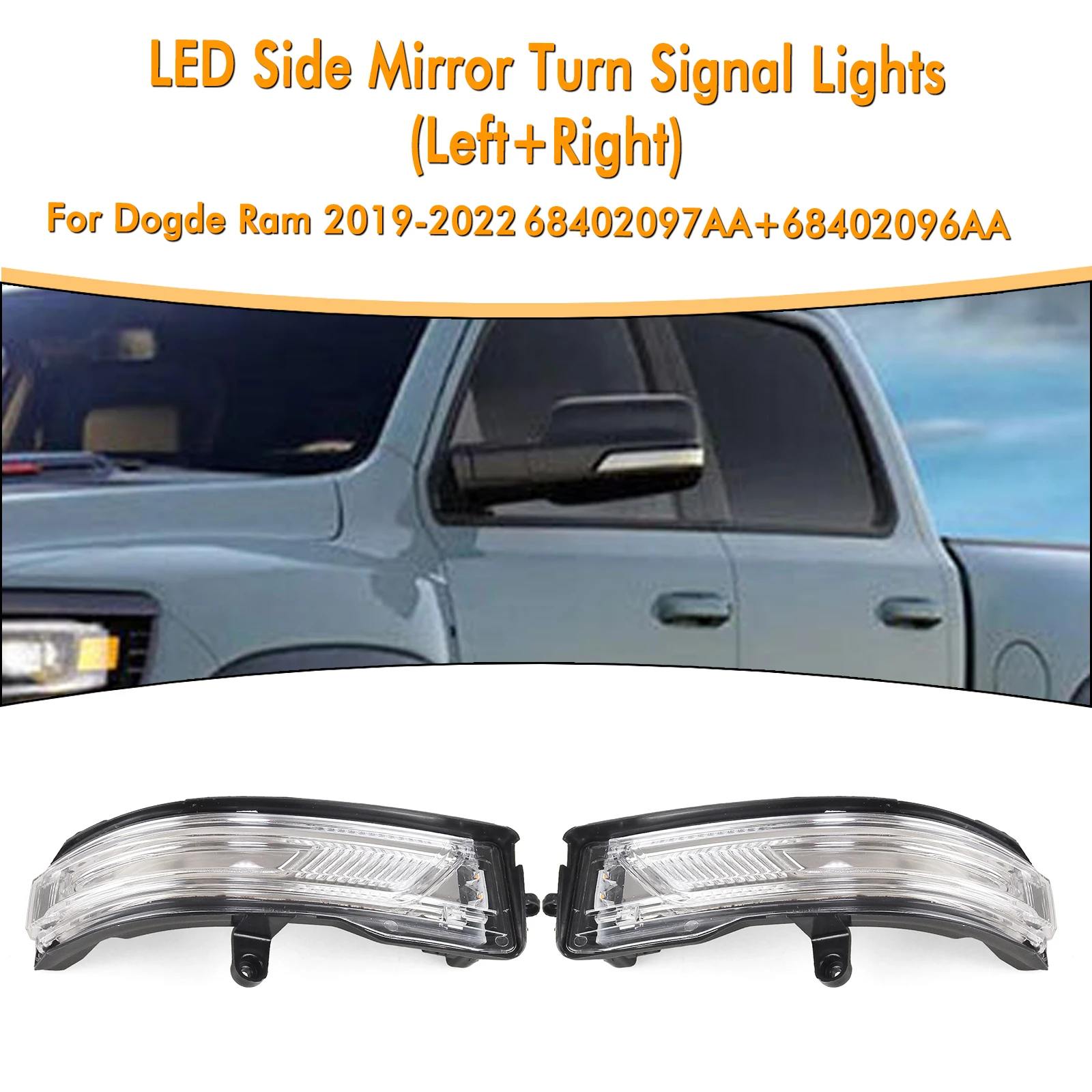 

LED Rear View Side Mirror Turn Signal Light Rearview Reverse Indicator Lamp For Dodge Ram 1500 DT 2019-24 68402097AA 68402096AA