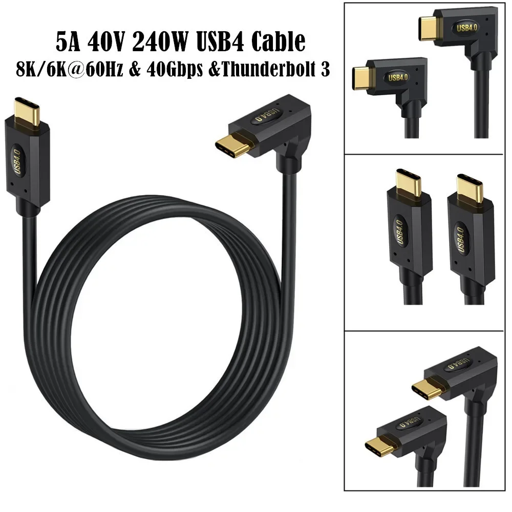 240W 5A4 USB4 Cable USB C to USB C Cable Fast Charging Compatible Thunderbolt 4/3 Cable Support 8K/6K@60Hz &40Gbps Data Transfer