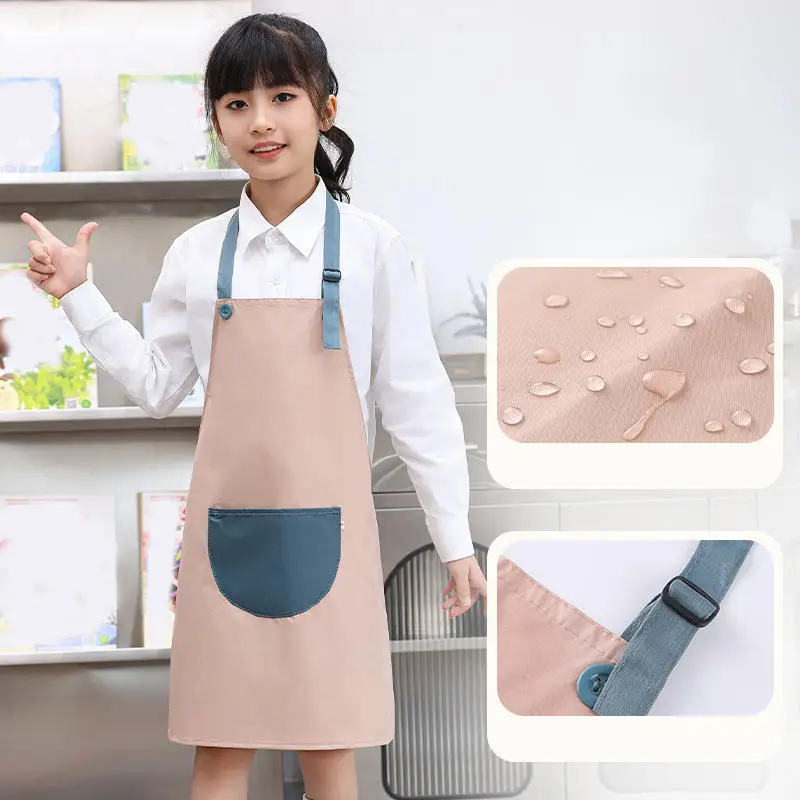 Children Art Baking Craft Apron Kitchen Waterproof Painting Apron Cooking Graffiti/Watercolor Painting Protection Anti-dirty