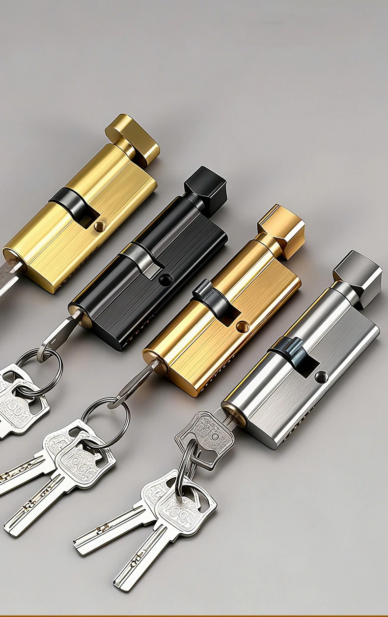 Cilindro de fechadura substituível para casa, porta interna antirroubo, cilindro de fechadura excêntrico com chaves, liga de zinco e alumínio, liga de cobre