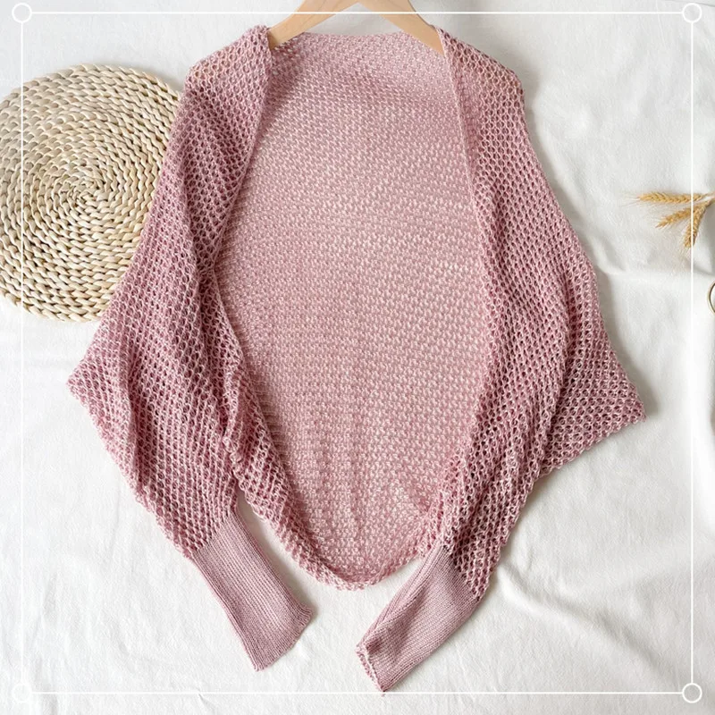 Crochet Shrug Cardigan for Women Cover Up Long Sleeve Sheer OpenKnit Open Front Crop Sweater Casual Knitwear Beach Outfit