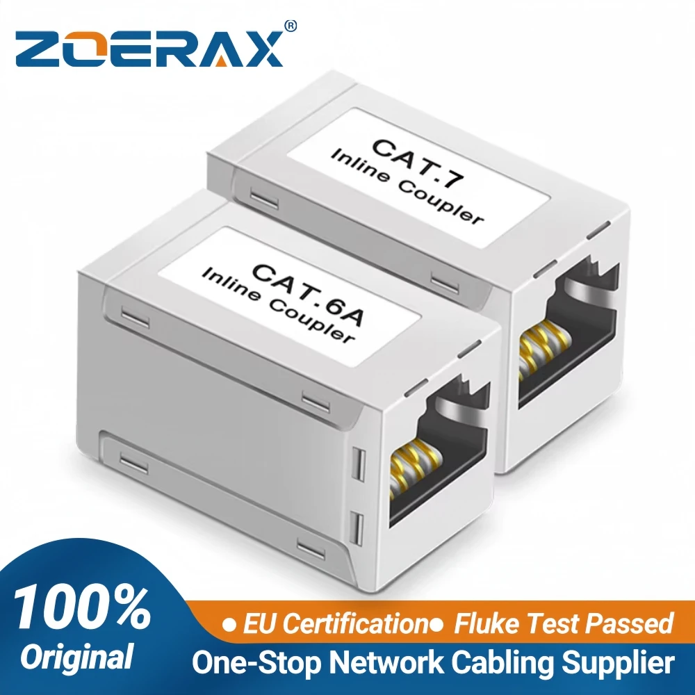 ZoeRax 차폐형 RJ45 커플러, 인라인 이더넷 커플러, 암-암 이더넷 연장 어댑터 Cat7 Cat6/Cat5e 이더넷 케...