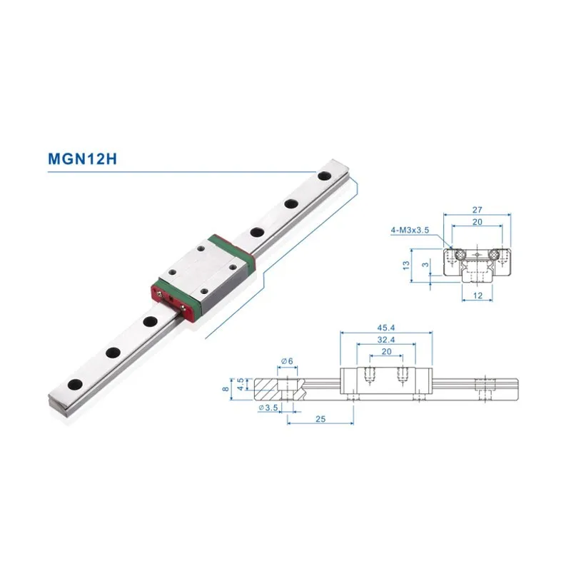 12mm 선형 가이드 MGN12 레일 100 150 200 250 300 350 400 4... - 3