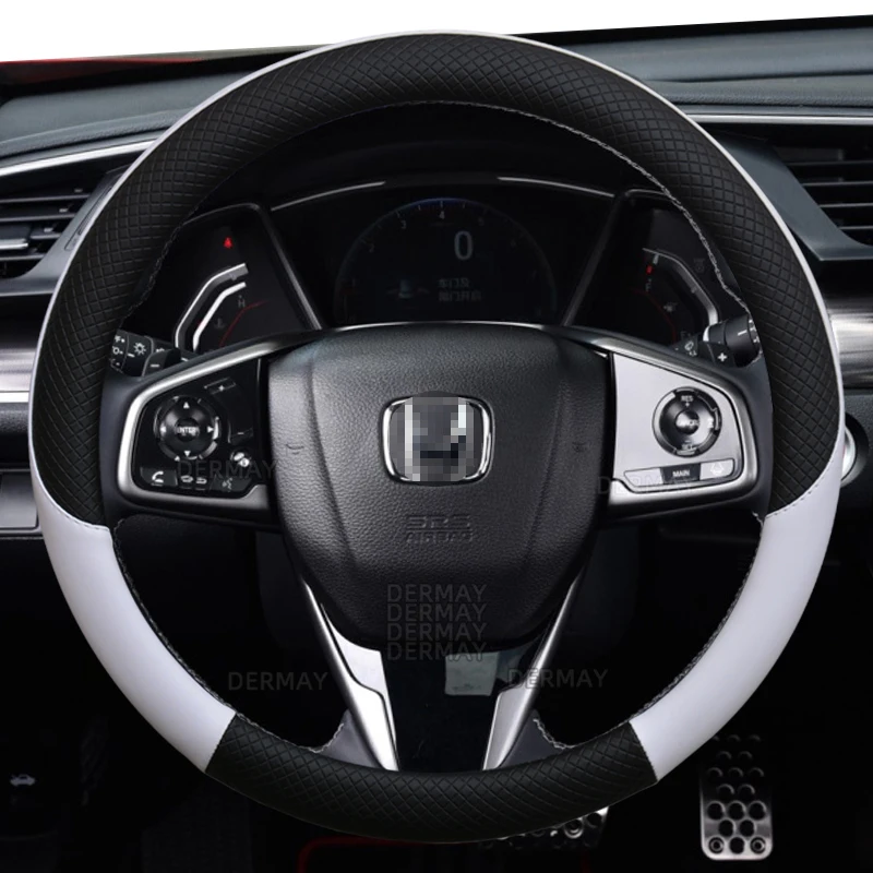 for Honda Civic 10th gen (FC/FK) 2016~2022 Car Steering Wheel Cover PU Leather 100% DERMAY Brand Auto Accessories