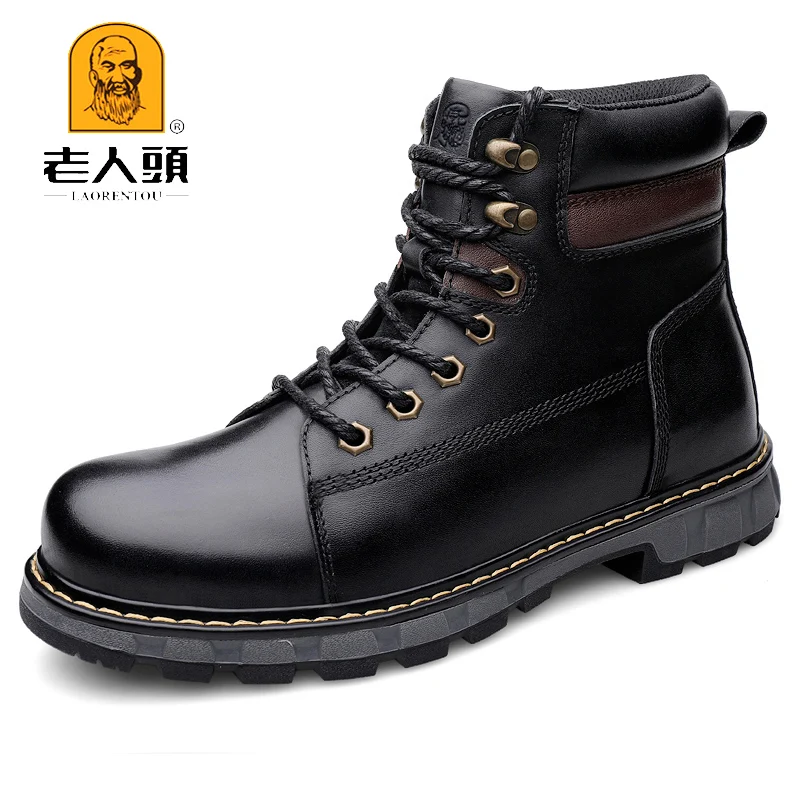 

2025 New Men's Casual Leather Boots with Thick Soles, Anti-slip and Wear-resistant, Outdoor Fashion and High-quality Work Boots