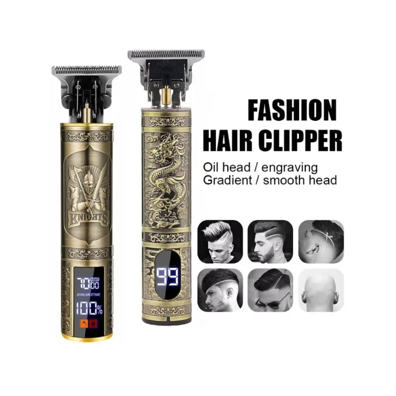 Retro T9 Hair Trimmer Men Luxury Electric Shaver Cordless USB Fast Charging Vintage Barber Clipper Beard Hair Cutting