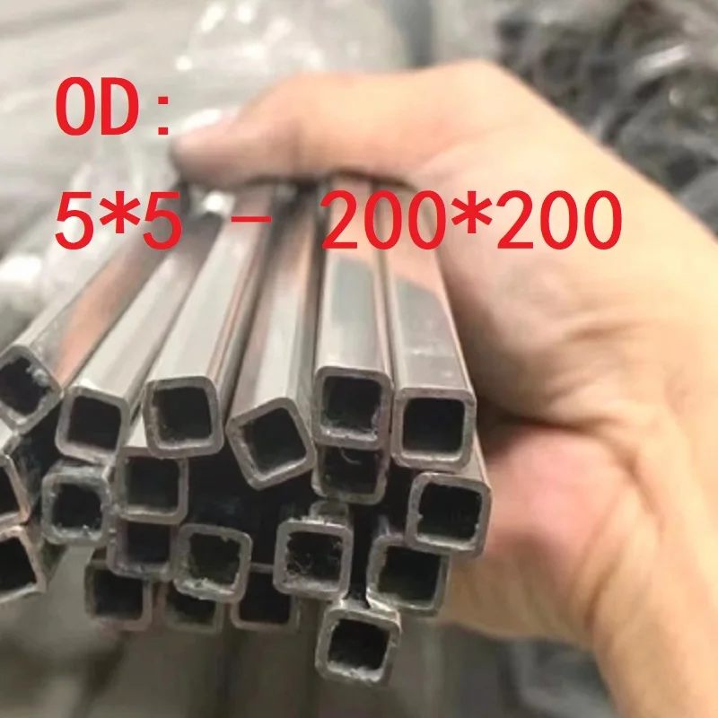 304 Stainless Steel Alloy Tubes Pipes Rectangular Pipe Hollow Rod Small Large 5x5-200x200mm Length 100 250 500mm
