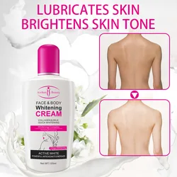 Crema blanqueadora de colágeno para la cara y el cuerpo, loción hidratante que ilumina el pecho para la piel ligera