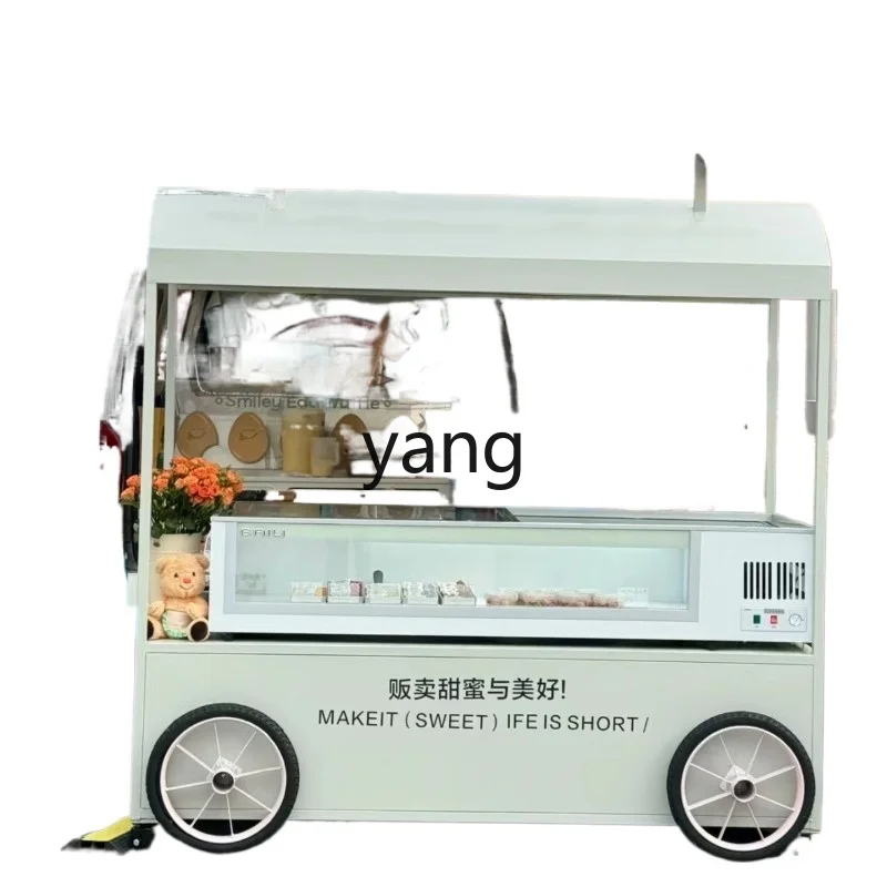 

LH Mobile Coffee Cart Outdoor Tiramisu Stall Cart Customized Multifunctional Ice Cream Display Cart