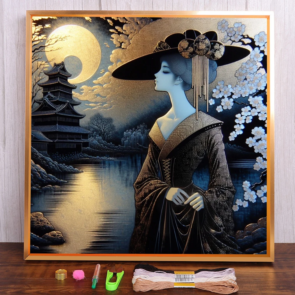 

Portrait Girl Printed 11CT Cross Stitch Embroidery Full Kit DMC Threads Painting Sewing Hobby Craft For Adults Counted Jewelry