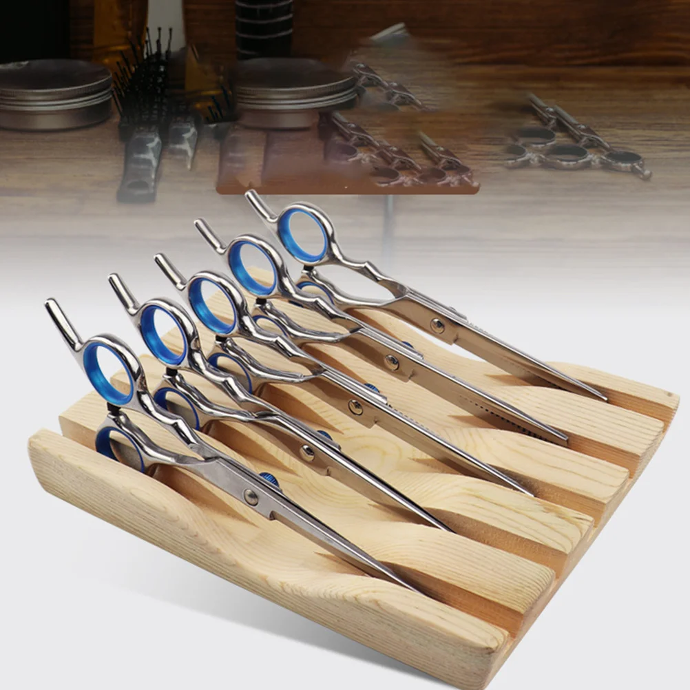 

Barber Shop Scissors Storage Rack Wooden Hairdressing Tools Organizer Display Stand Durable Salon Supplies Beauty Salon Supplies