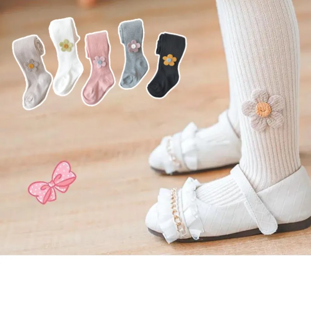 Girls tights spring and autumn infant children leggings big pp lovely flowers dancing stocking Kids Pantyhose