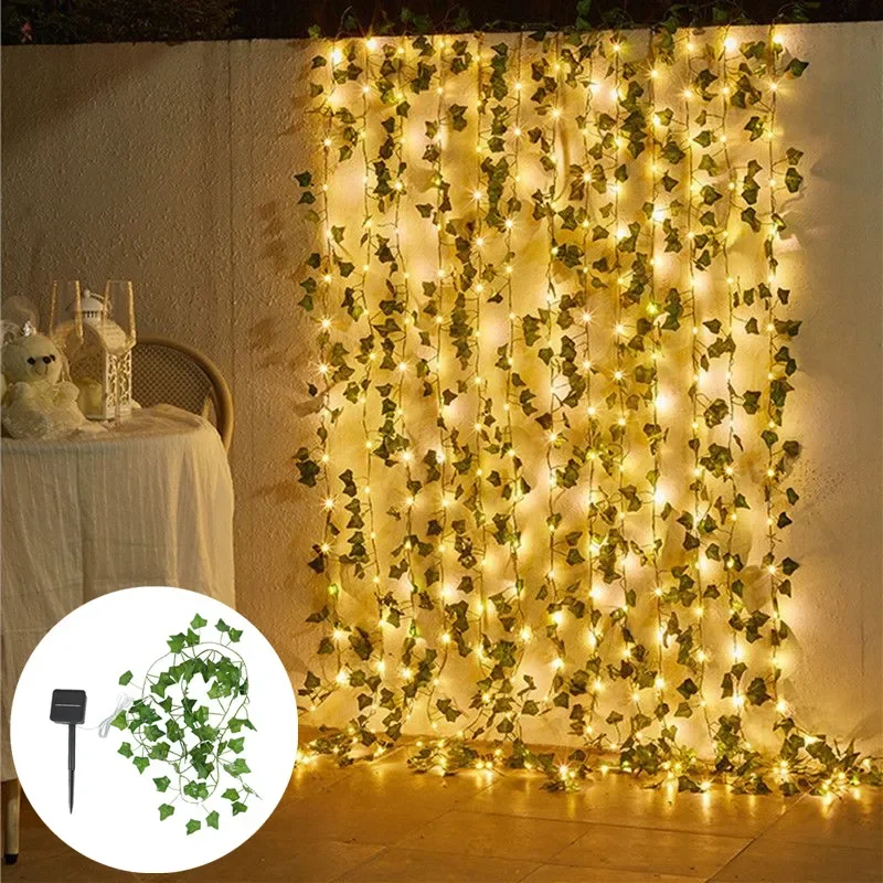 2/5/10 M Solar Fairy Lights LED Solar Artificial Ivy Leaf Led String 8 Modes Solar Outdoor Light for Garden Wedding Party Decor