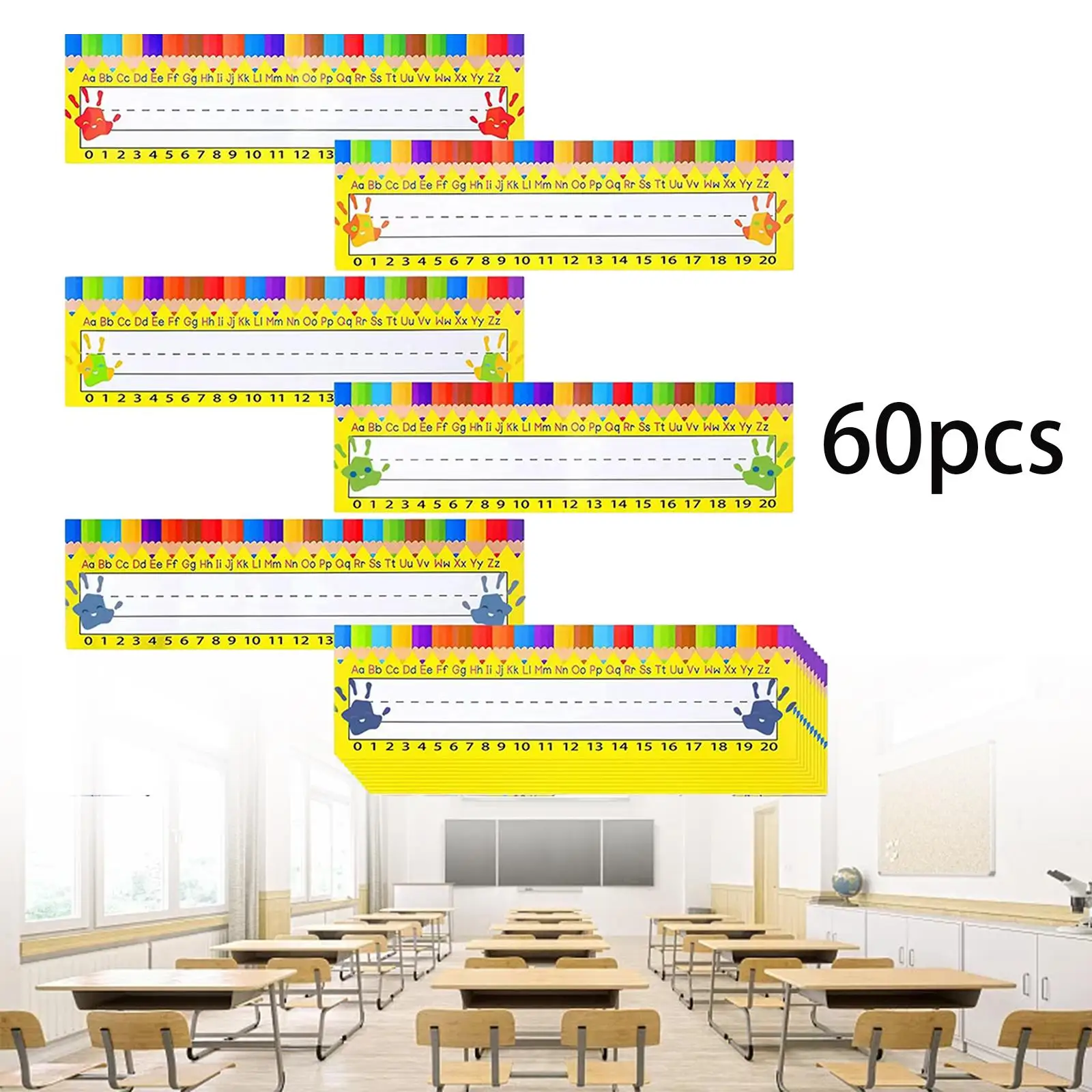 Classroom Nameplates com linhas de caligrafia, cartões de nome manuscritos tradicionais para escritório, casa, pré-escolar, mesa, acessórios