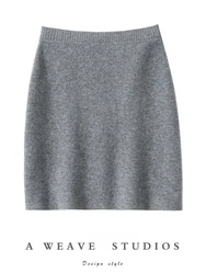 New Chic Women 100% Cashmere Mini Skirt Preppy Style Cashmere Knitted Skirt Autumn Winter Soft Warm Luxury Cashmere Dress