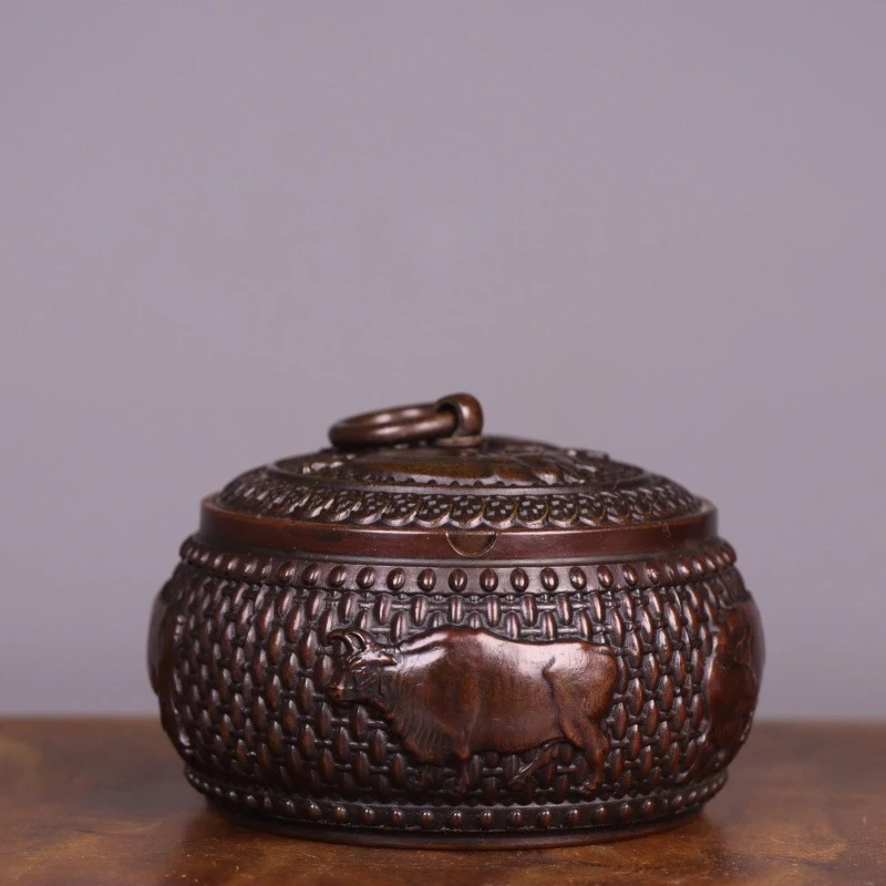 All-brass five-bull , high-end ashtray with lid, home decorative craft, gift for tea room or study