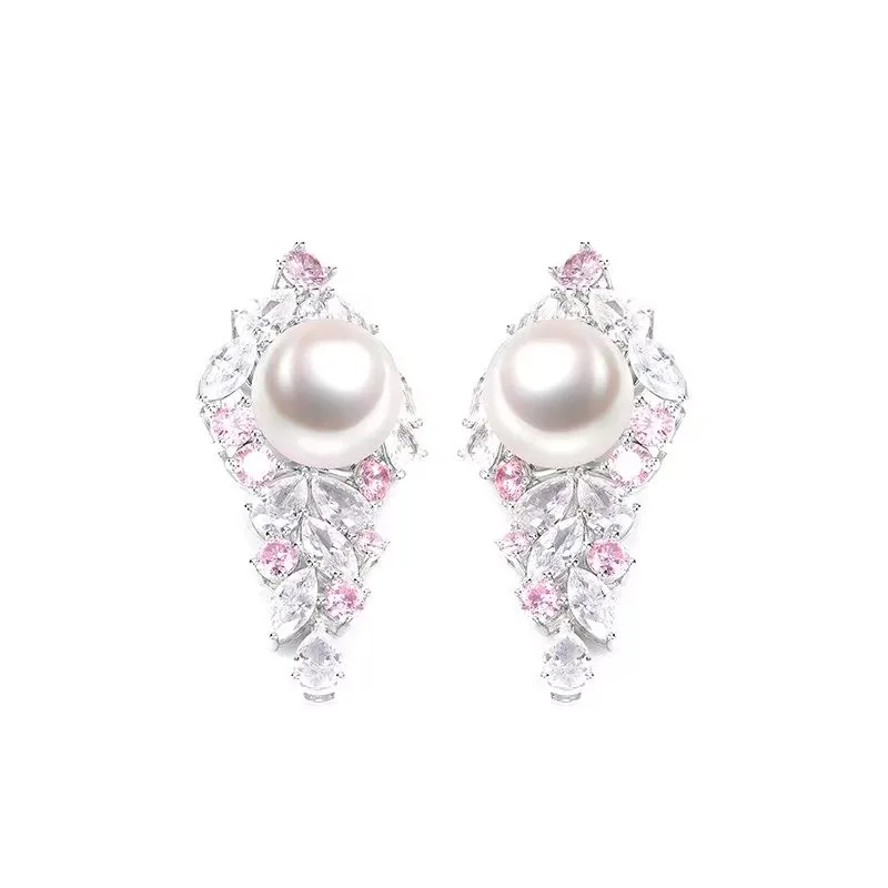 ZOCA Fashion Flower 925 Sterling Silver CZ Jewelry Gift Classic Natural Shell Pearl Drop Earrings For Women