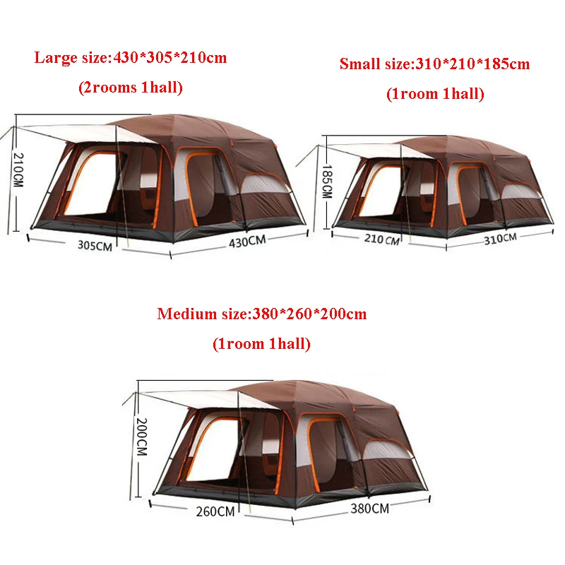 Imagem -06 - Rainproof Outdoor Camping Tent para a Família Camping Tent Caminhadas Praia Montanhismo Carro Camadas Sala de Estar 10 12 Pessoa