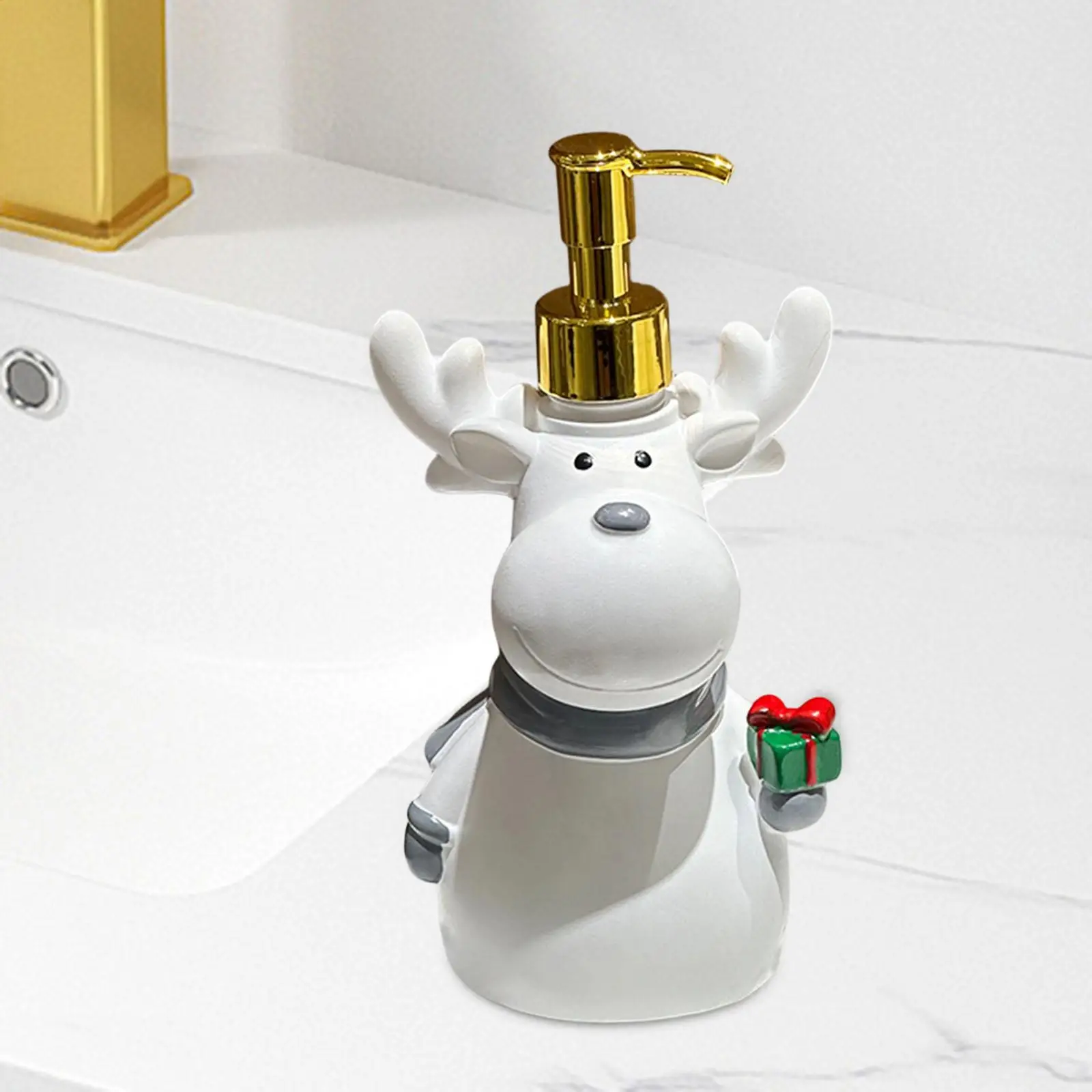 Resin Manual Soap Dispenser Cute Christmas Home Decor Hand Wash Lotion Pump for Bathroom Vanity
