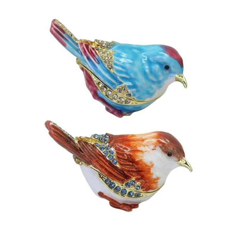 

Elegant Enamel Sparrow Jewelry Storage Box Stylish Accessory Organization Case