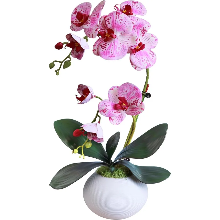 

Фиолетовые 17-высокие искусственные орхидеи, маленькие искусственные растения, искусственные цветы в вазе, шелковые цветы для домашнего декора, домашний обеденный стол C