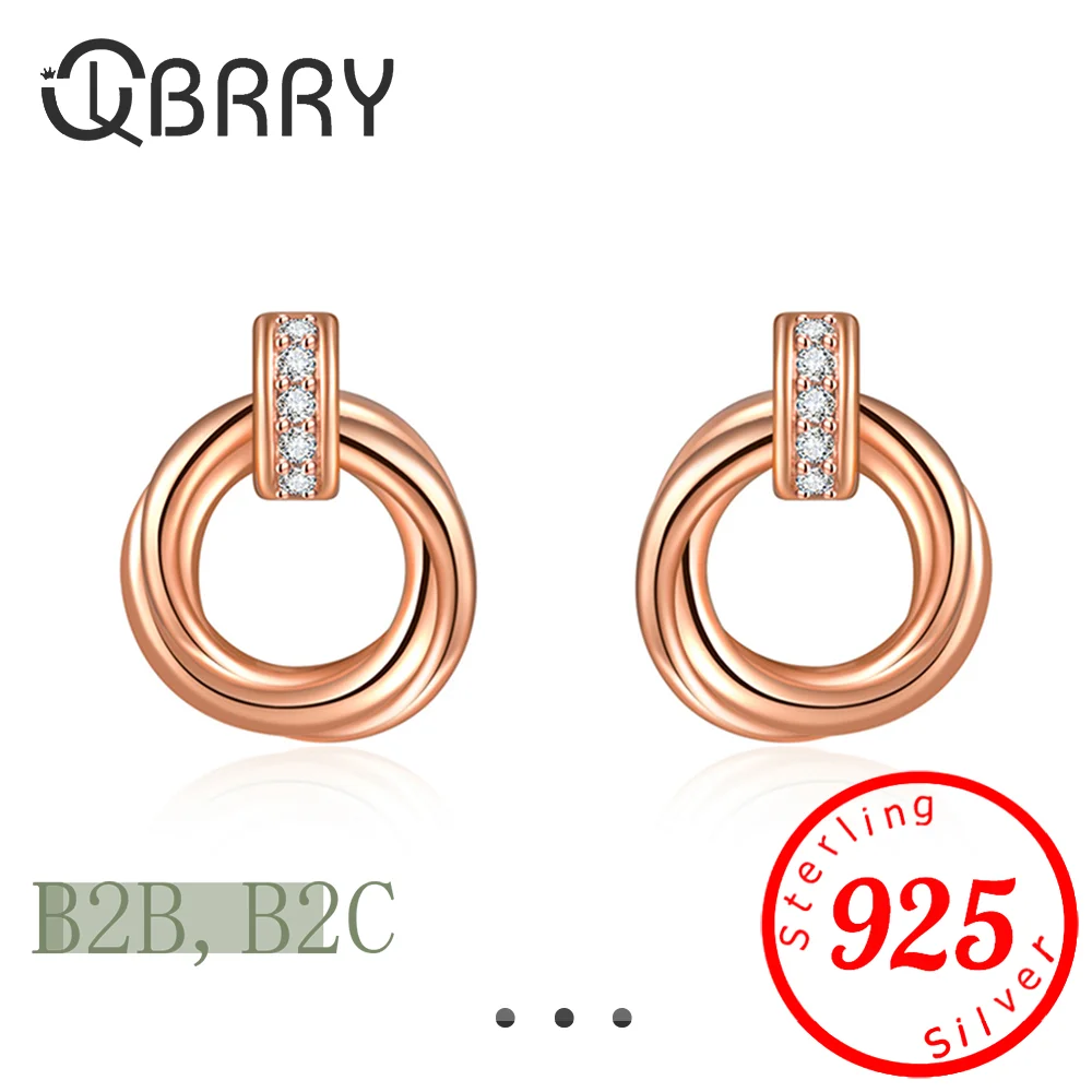 

Fashion Irregular Geometric Stud Earrings For Women Authentic 925 Sterling Silver Simple Geometric Fine CZ Jewelry