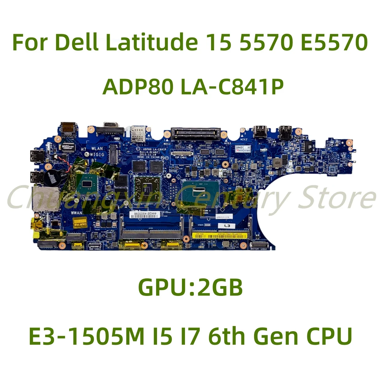 For Dell Latitude 3510 M3510 E5570 5570 Laptop motherboard LA-C841P with I5 I7-6th Gen CPU 2GB GPU 100% Tested