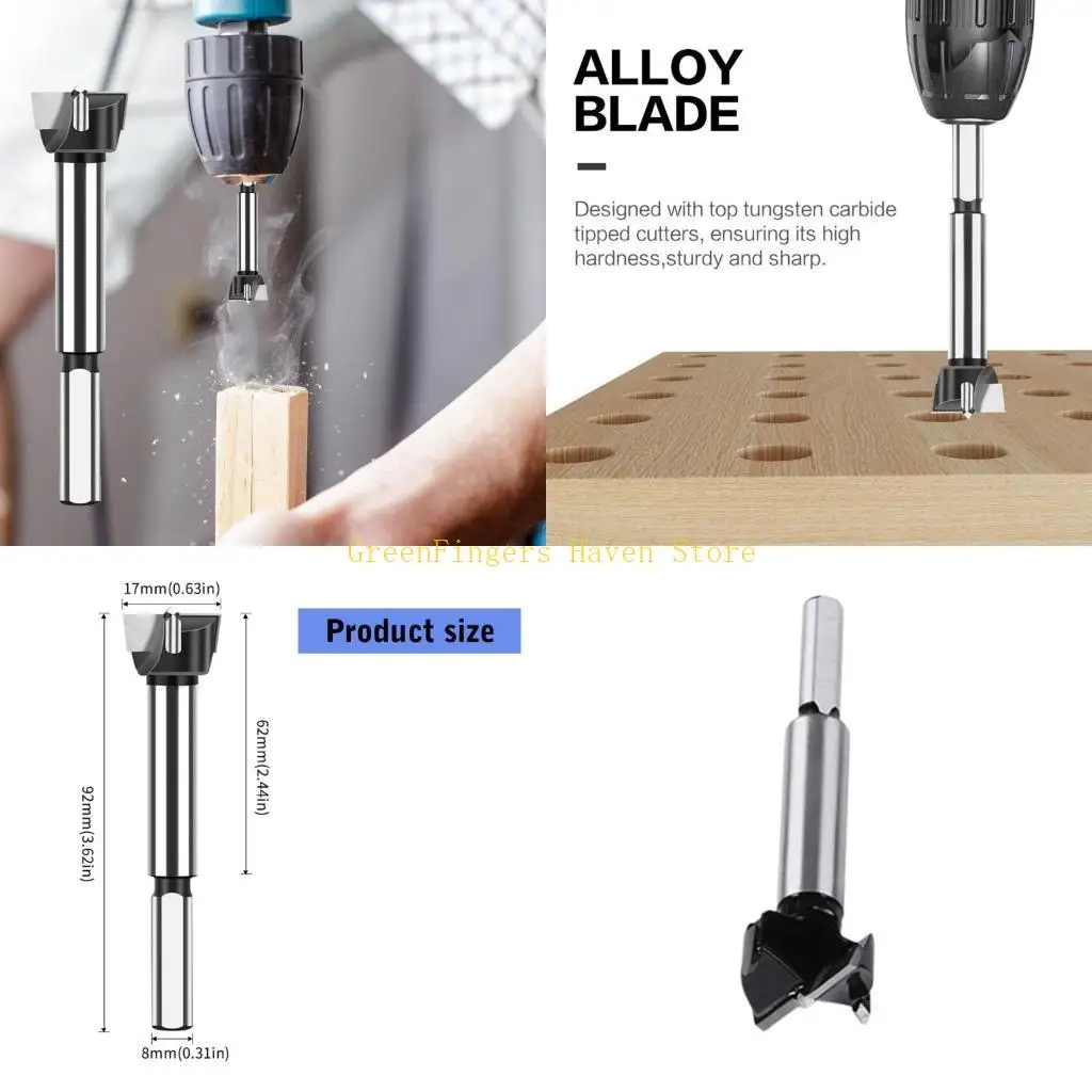 

F68D Сверло Форстнера диаметром 17 мм из быстрорежущей стали с покрытием для сверления древесины и пластика