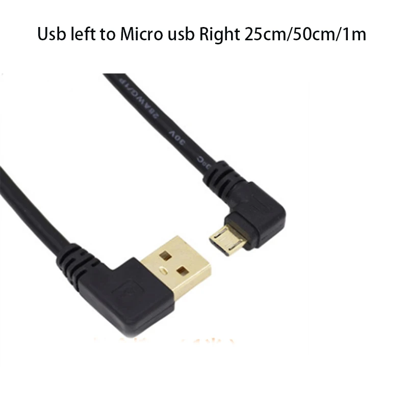 Android data cable microUSB mobile phone universal charging double elbow cable 2A fast charging driving recorder cable