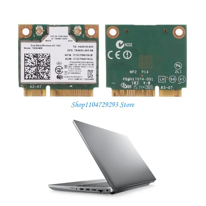 Y2GD 7260 7260HMW 802.11N 1200MbpsデュアルバンドハーフミニPCIEワイヤレスWiFiカードBT