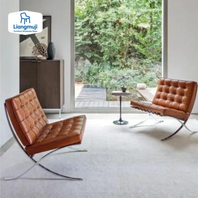 Silla Barcelona, sofá individual nórdico, asiento de diseño italiano, sillón con personalidad, sillón Retro, silla de diseño