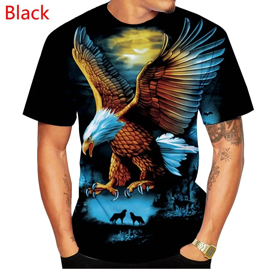 

Eagle Spreading Wings Men's Casual Short sleeved Round Neck Colorful T-shirt 3D Printed Shirt Street T-shirt Cool Top