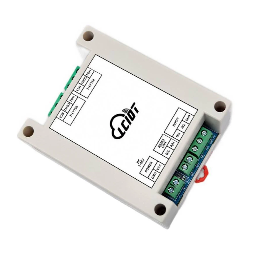 DC7-48V RS485 CAN Dual Channel Relay Module 2IN 2OUT NO NC Serial Port Control Support Modbus RTU Optocoupler Input DC3.3-24V