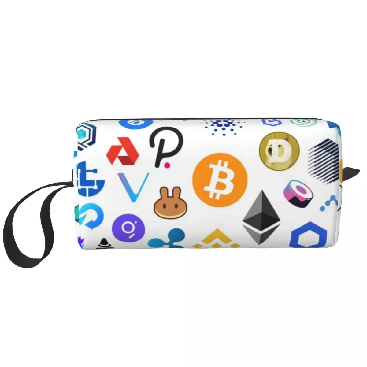 Cryptocurrency Altcoin Blockchain Symbol Makeup Bag Travel Cosmetic Organizer Cute Crypto Ethereum Bitcoin Storage Toiletry Bags