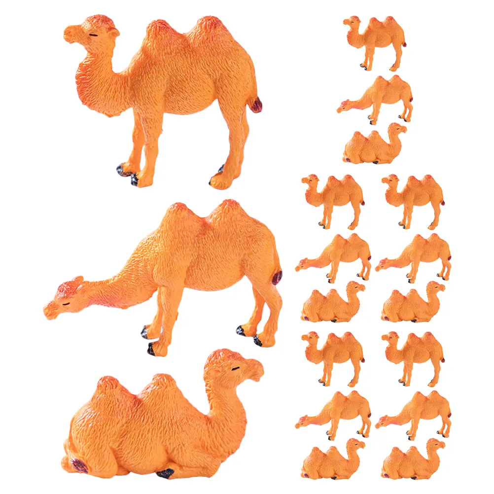 18-delige microlandschap kameel woestijn dierenbeeldjes versieren bruin plastic