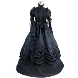 Victorian Retro Dresses Medieval Renaissance Long Sleeves High Neck Princess Fantasy Dresses Halloween Vampire Cosplay Costume