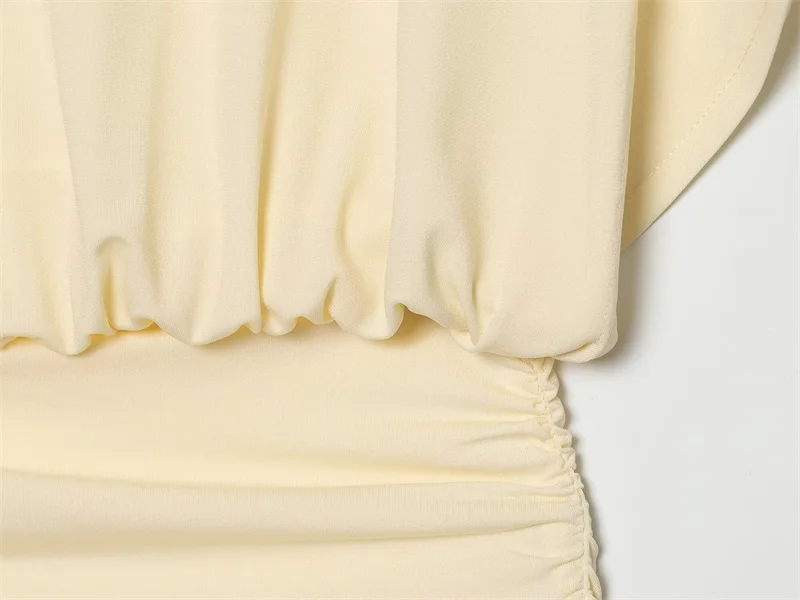 Women's Dress 2026 Summer New Style Solid Color Short Sleeve Ruffle Decor Midi Maxi Dress Elegant and Gentle Romantic