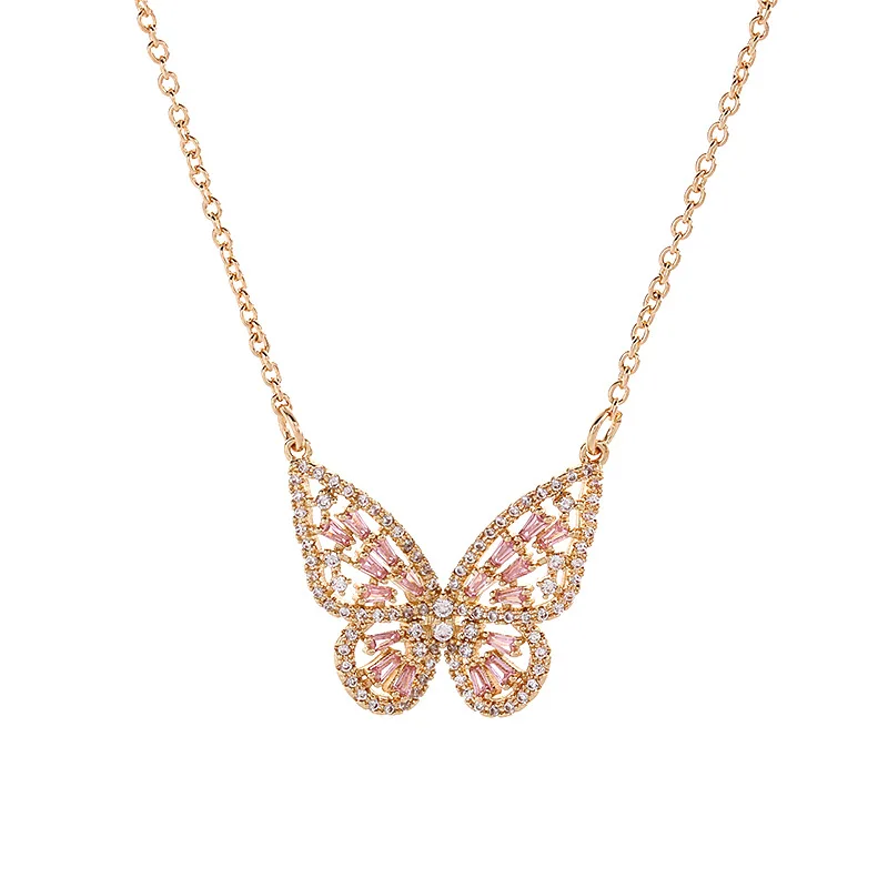 New Sight Fashion Accessories Crystal Butterfly Pendant&necklaces for Women Elegant Zirconia Chain Choker Necklaces