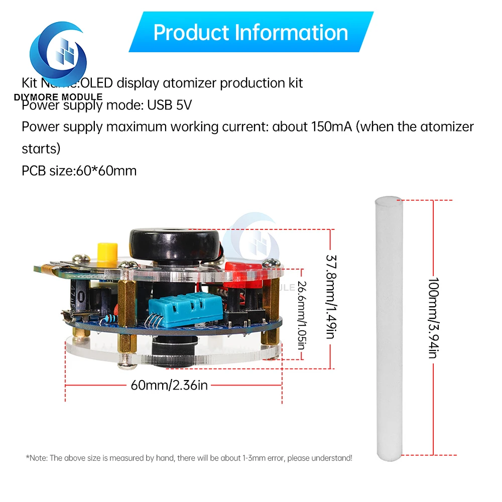 HU-073 DIYOLED Display Temperature Humidity Spray Circuit Board USB Humidifier Atomizing Electronic Manufacturing Exercise Parts